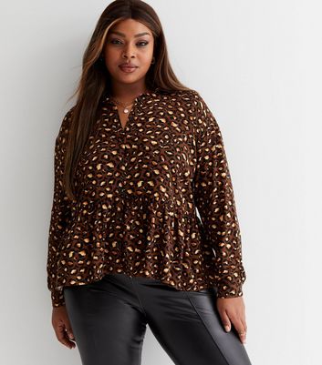 Chemise Oversized Missguided Satin Imprimé Léopard Marron - Taille 8 - Neuf Avec étiquettes