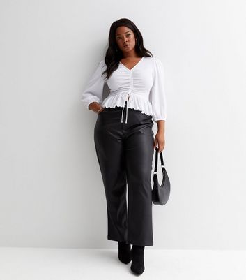 Faux leather peplum top top plus size