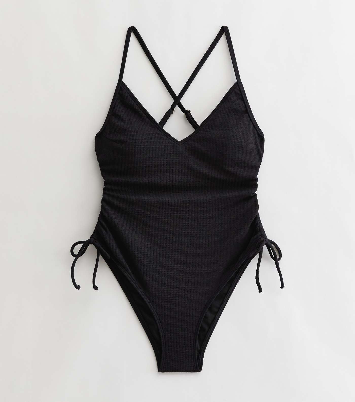 Black Strappy Ruched Side Multiway Swimsuit Image 6