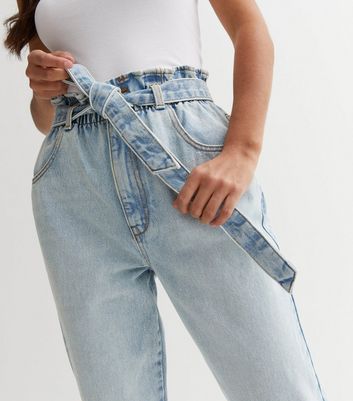 Paperbag waist cheap denim pants