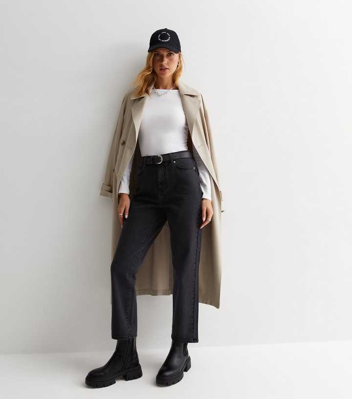 Washed Black Ankle Grazing Hannah Straight Leg Jeans