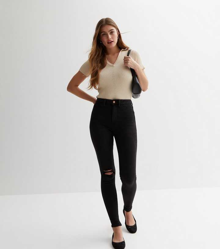 Knee High Waist Hallie Super Skinny Jeans | New Look