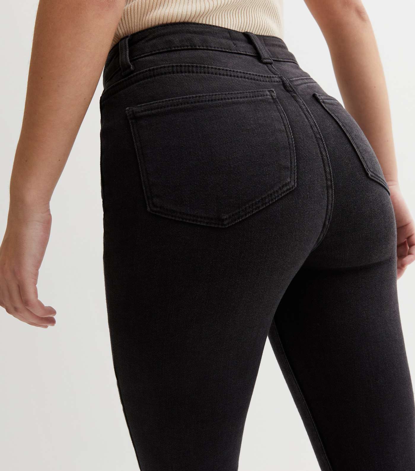 Black Ripped Knee High Waist Hallie Super Skinny Jeans Image 2