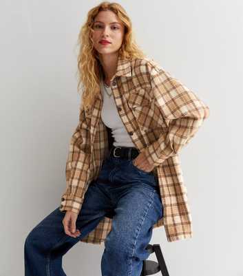 Gini London Brown Check Oversized Shacket