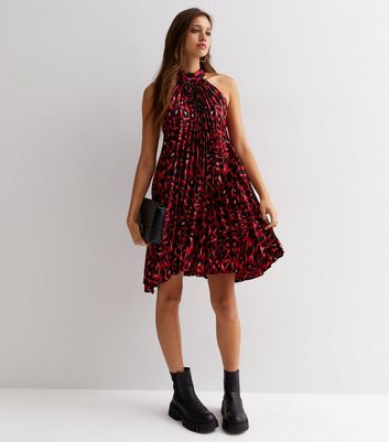 Mini leopard pleated clearance dress