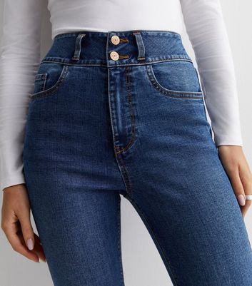 High waisted button front 2024 jeans