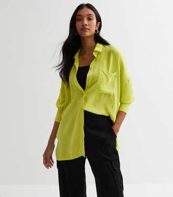 Light Green Long Sleeve Pocket Front Oversized Shirt