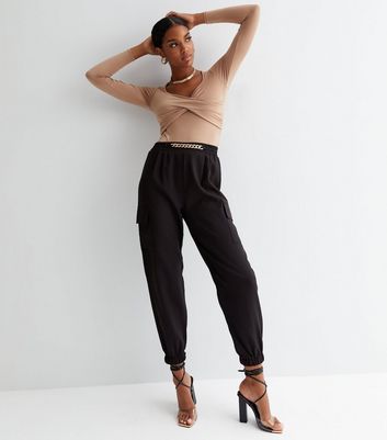 Khaki Front Pocket Chain Cargo Trousers | Womens Trousers | Select Fashion  Online