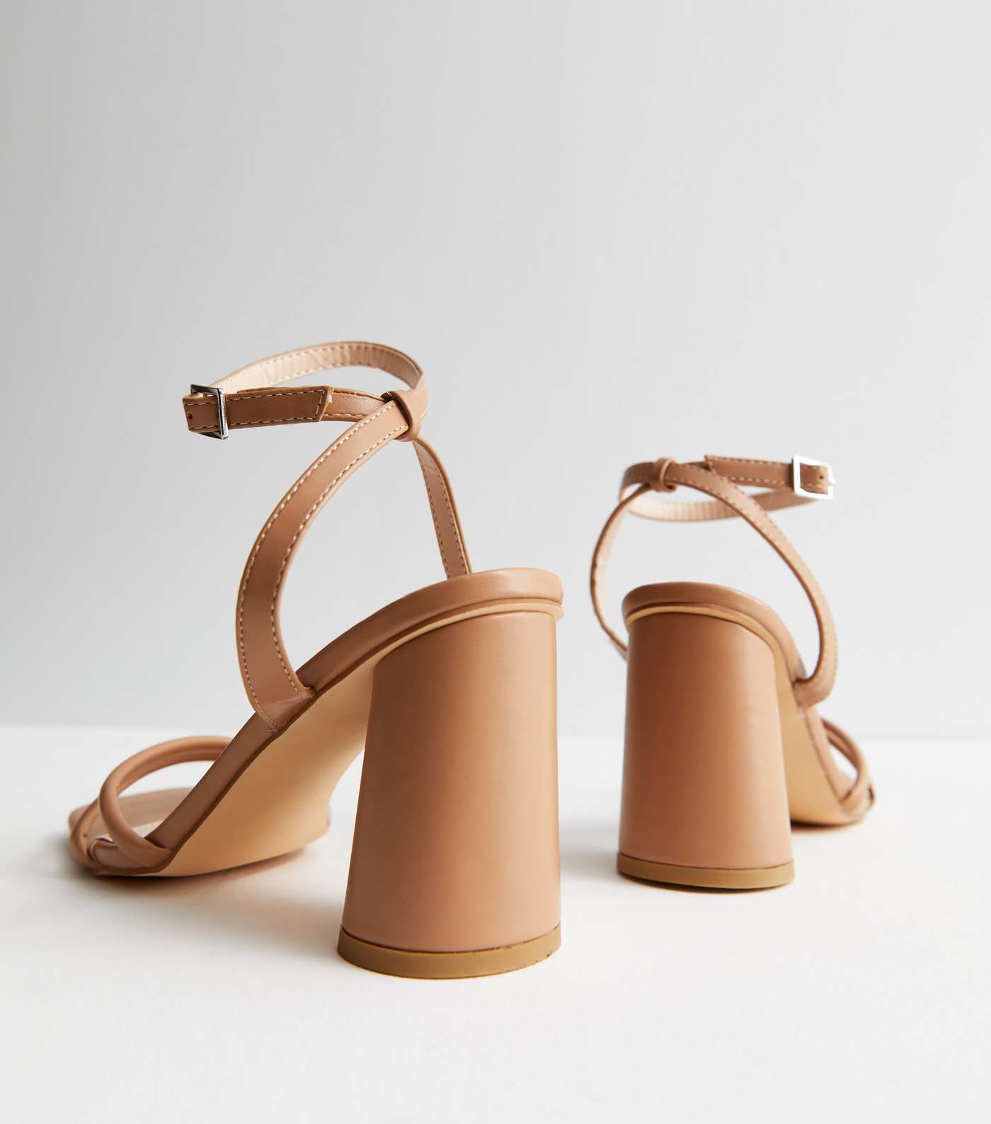 Light Brown Asymmetric Strap Block Heel Sandals Image 3