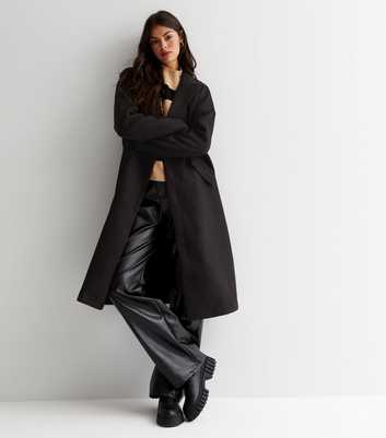 ONLY Black Revere Collar Long Coat