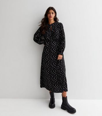 New look black spot dress best sale