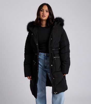 Urban Bliss Black Faux Fur Hood Puffer 