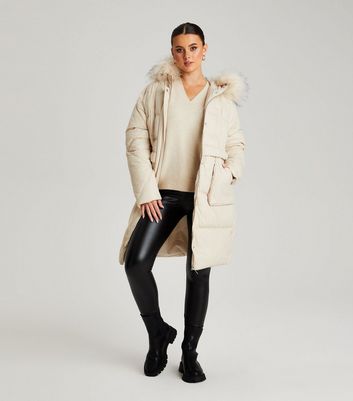 puffer parka jacket with faux fur hood