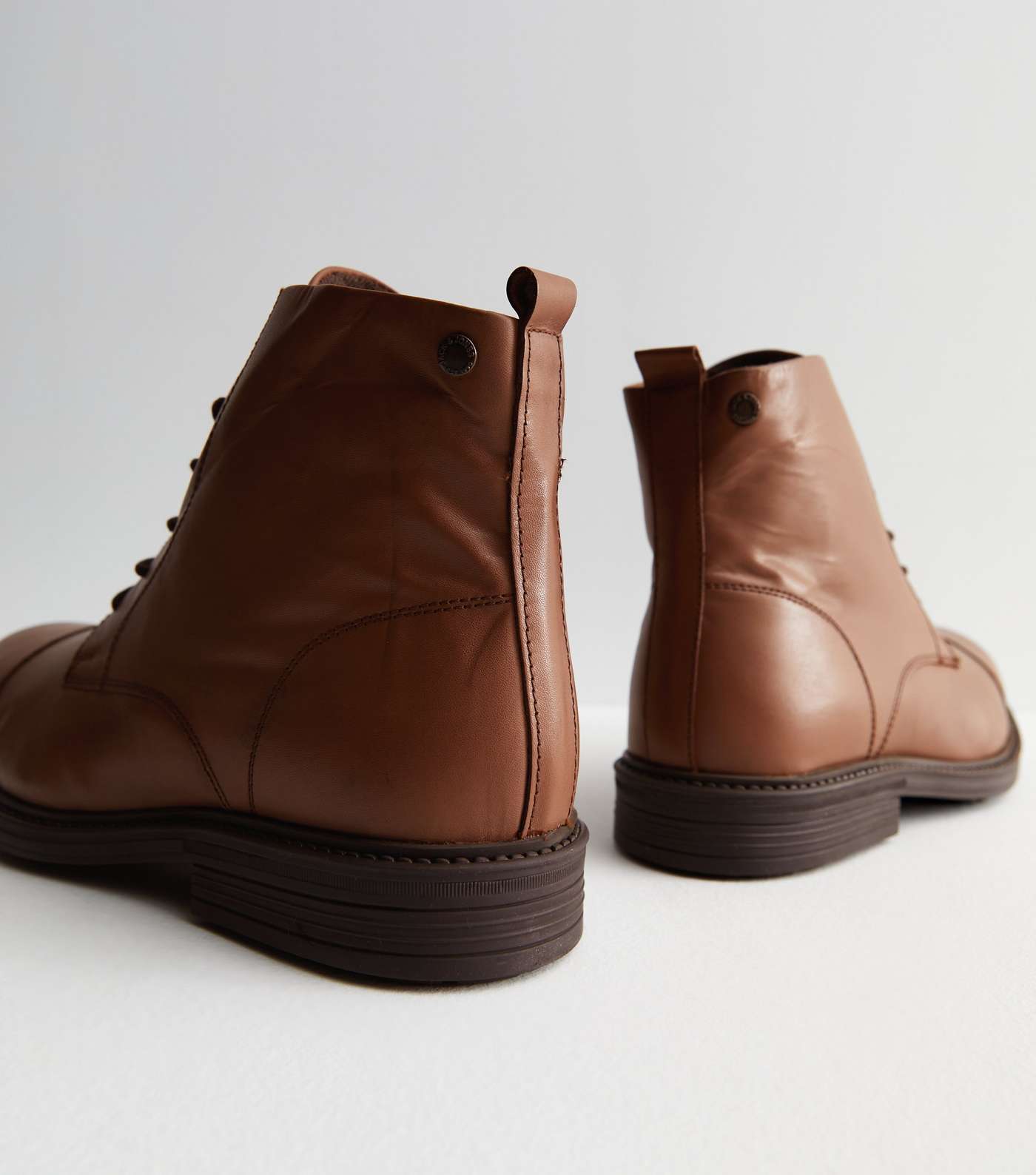Jack & Jones Dark Brown Leather Boots Image 4