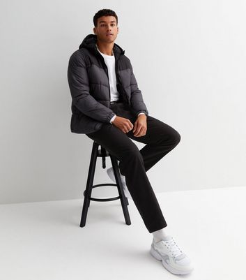 Jack & Jones Black Hooded Puffer Jacket