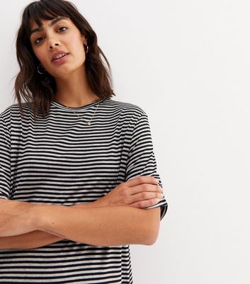 Black Stripe Ribbed Jersey Oversized 