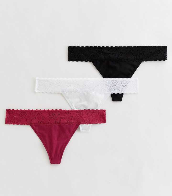 3pack Floral Lace Thong