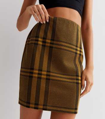 Mustard Check Jacquard Mini Tube Skirt
