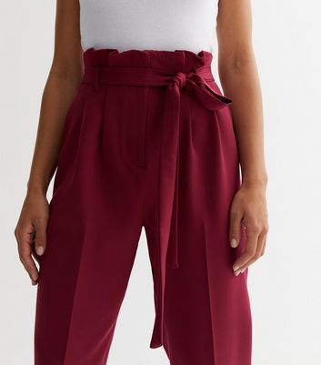 Burgundy paperbag clearance waist trousers