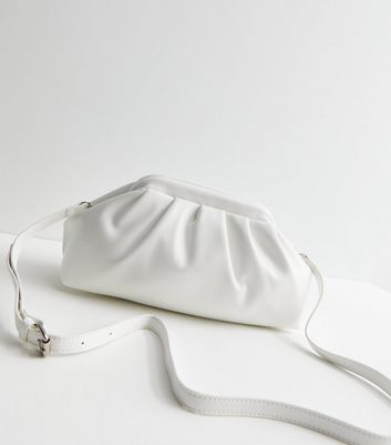 Public Desire White Ruched Clutch Bag