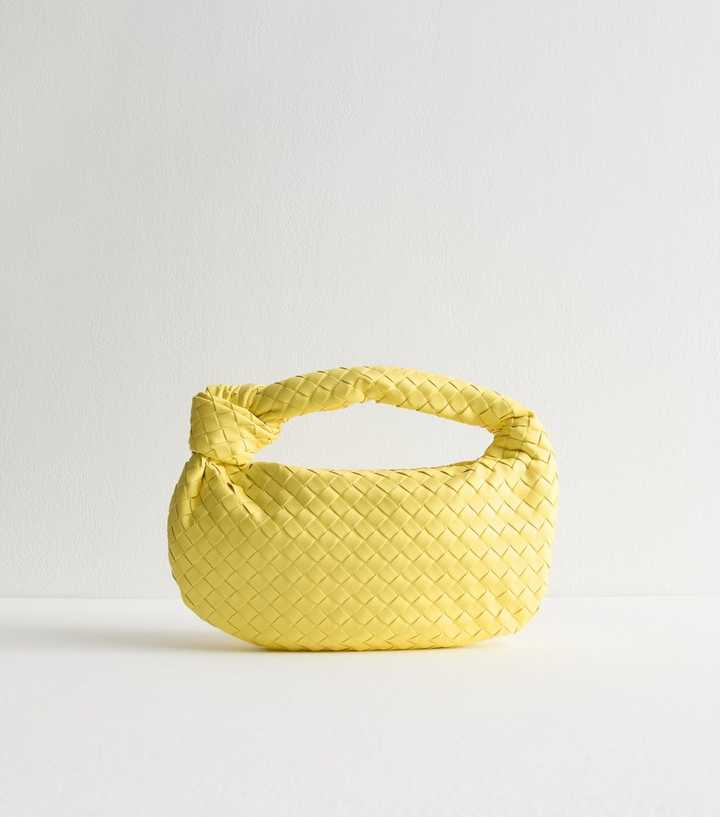 Public Desire Light Yellow Woven Top Handle Bag