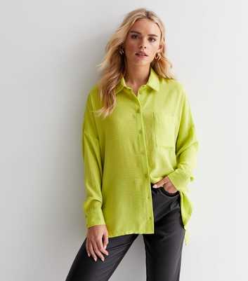 Petite Light Green Long Sleeve Pocket Front Oversized Shirt