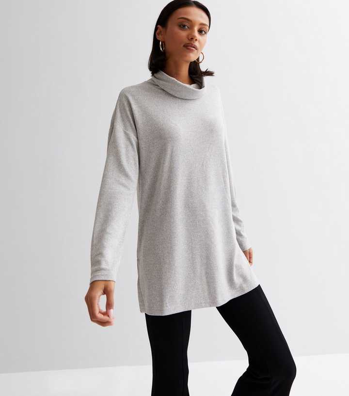 Brushed Knit Cowl Neck Long Sleeve Top