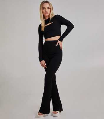 New Look Tall ribbed flare in black