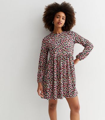 Black floral sale smock dress