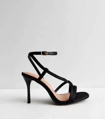New Look Wide Fit block heeled strappy shoe in black | ASOS