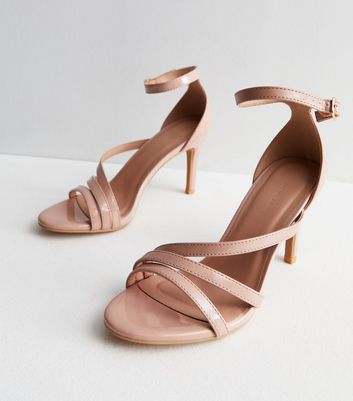 Pale Pink Patent Strappy Stiletto Heel Sandals New Look