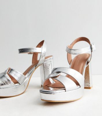 Silver discount sandals platform