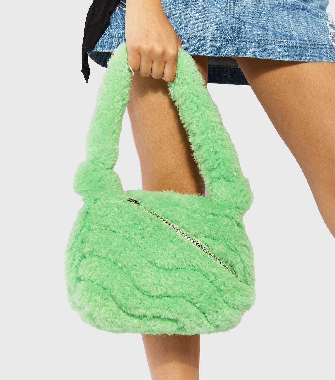 Skinnydip Green Fluffy Wave Shoulder Bag
