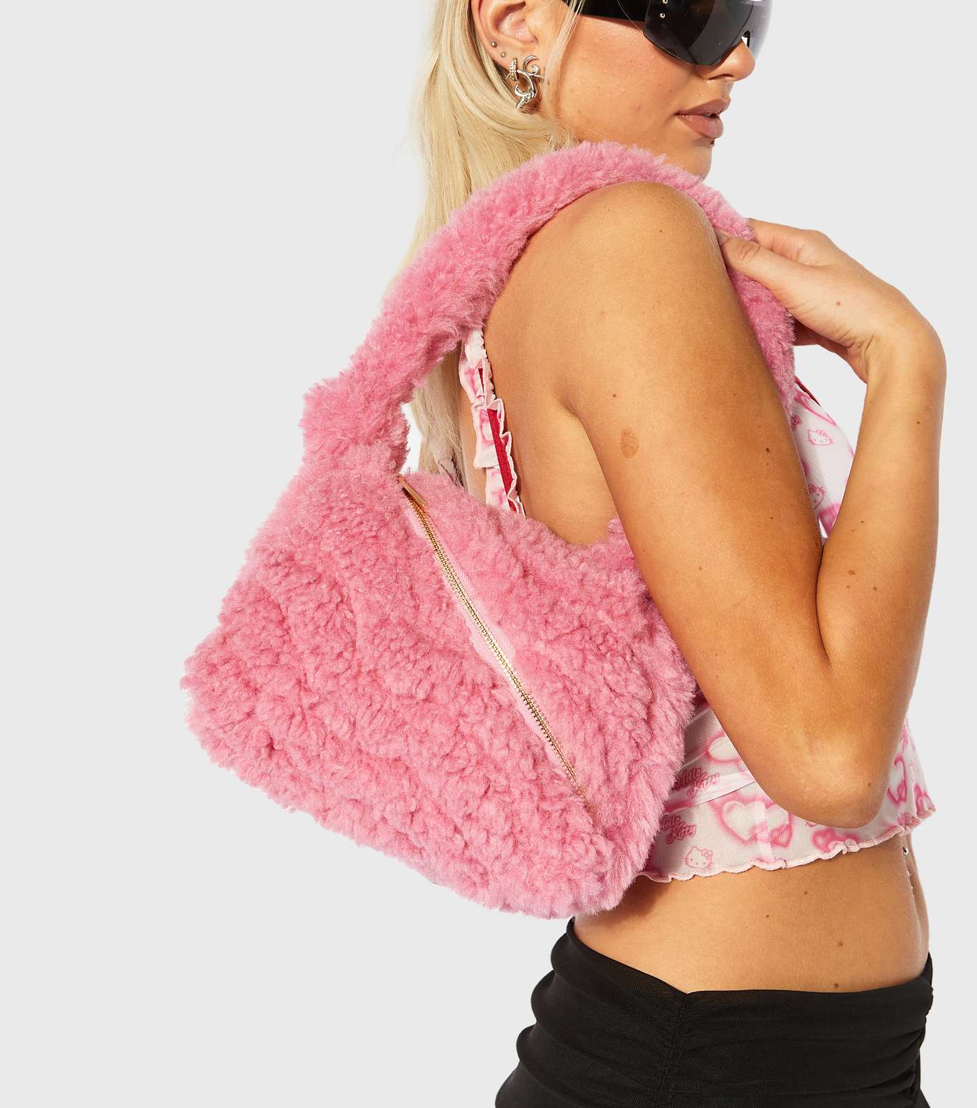 Skinnydip Pale Pink Fluffy Wave Shoulder Bag Image 2