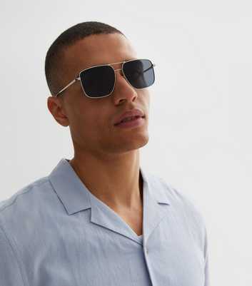 Silver Square Pilot Frame Sunglasses