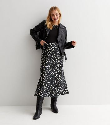 Black polka dot 2024 skirt new look