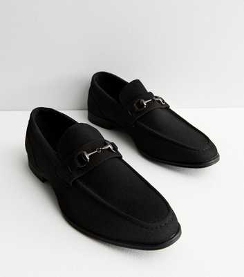 Black Suedette Metal Trim Rounded Loafers