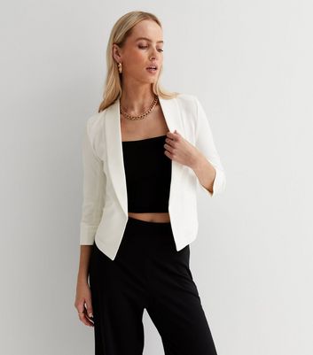 Cutie London Women's Cream 3/4 Sleeve Slim Fit Blazer New Look - UK 14