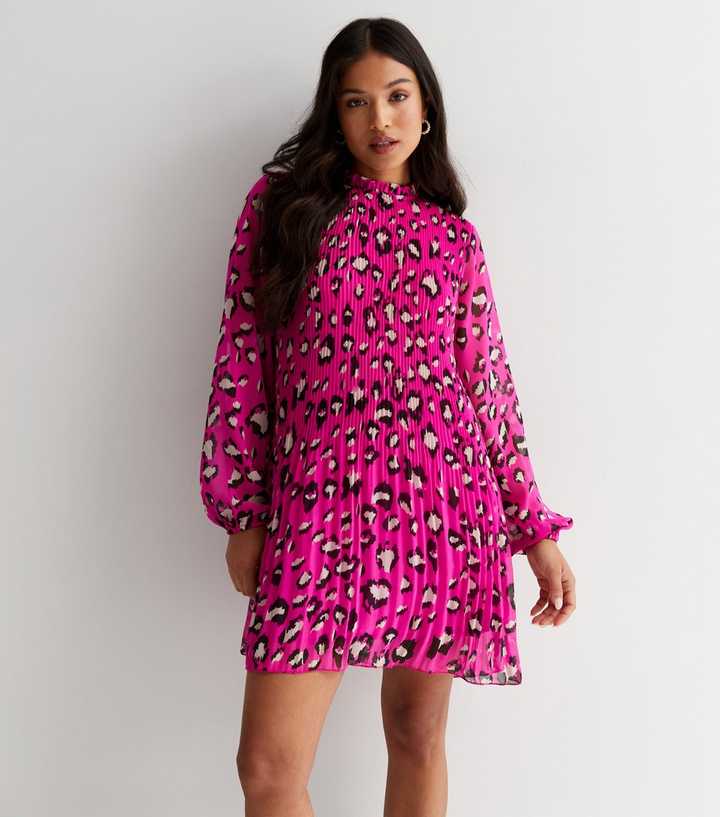 Pink Leopard Print Dress New Look New Look Curves CURVES ANIMAL
