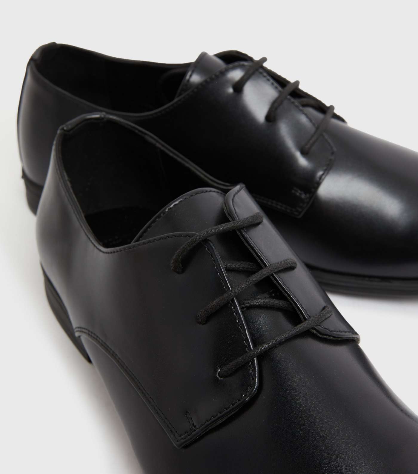 Black Lace Up Rounded Brogues Image 4