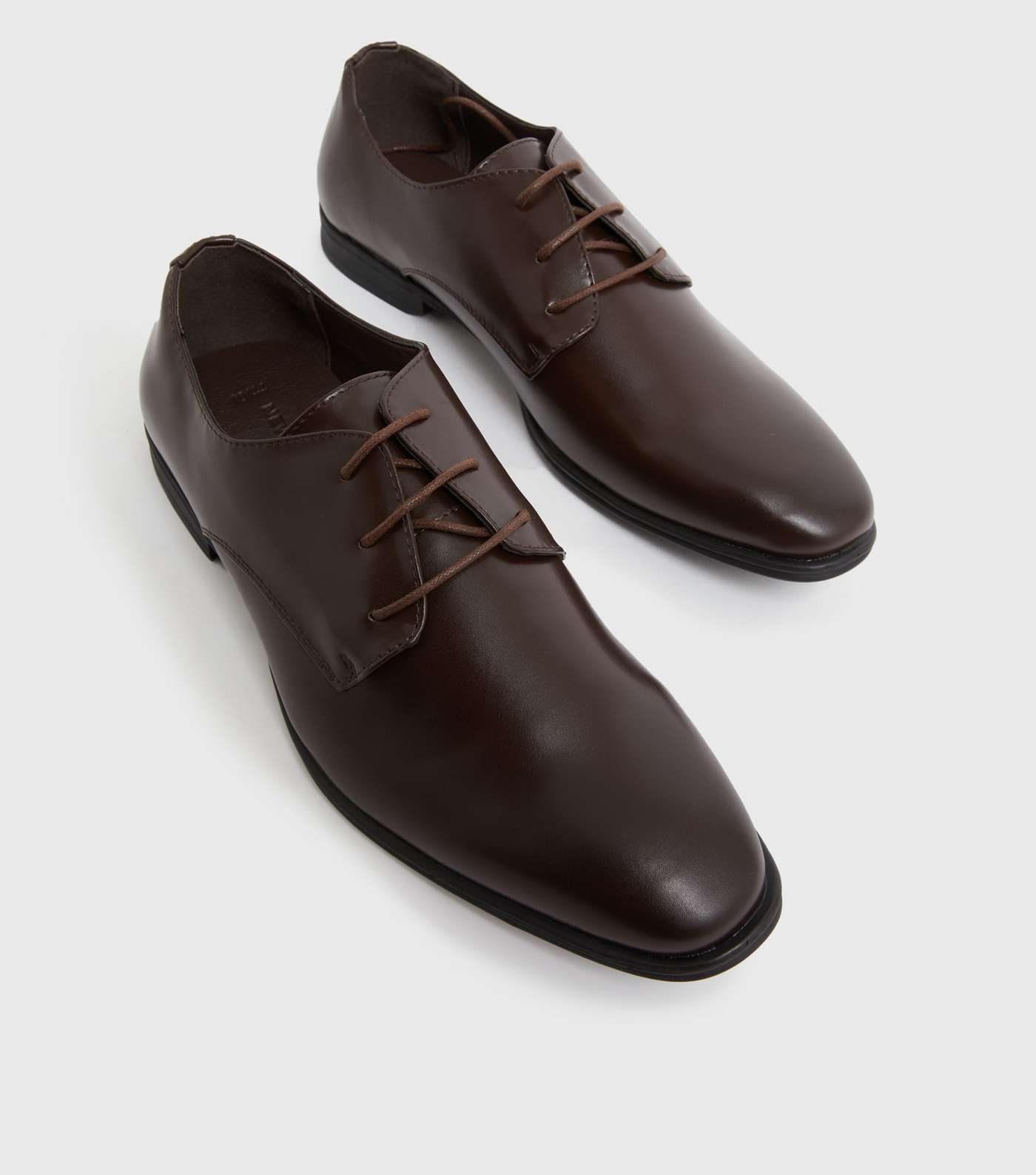 Dark Brown Lace Up Rounded Brogues Image 3