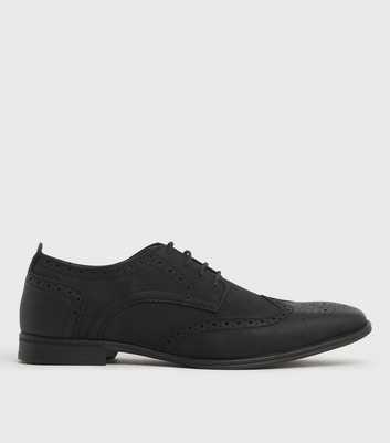 Black Suedette Perforated Lace Up Brogues