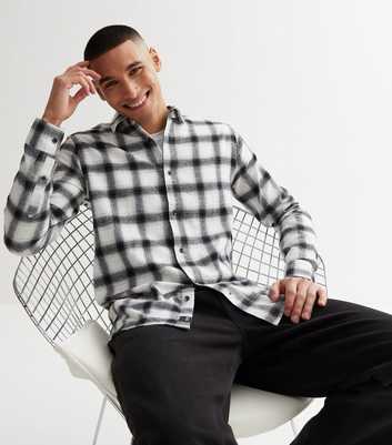 Only & Sons White Check Long Sleeve Slim Fit Shirt