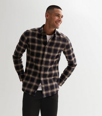 Only Sons Black Check Long Sleeve Slim Fit Shirt New Look