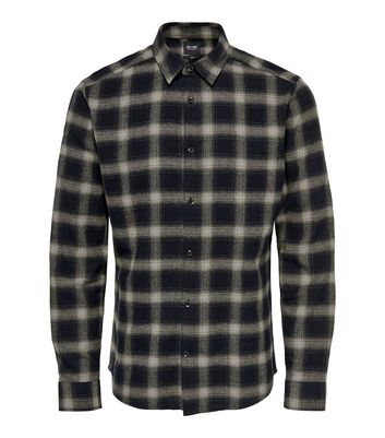 Men's Only & Sons Black Check Long Sleeve Slim Fit Shirt New Look