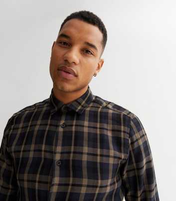 Only & Sons Navy Check Long Sleeve Slim Fit Shirt