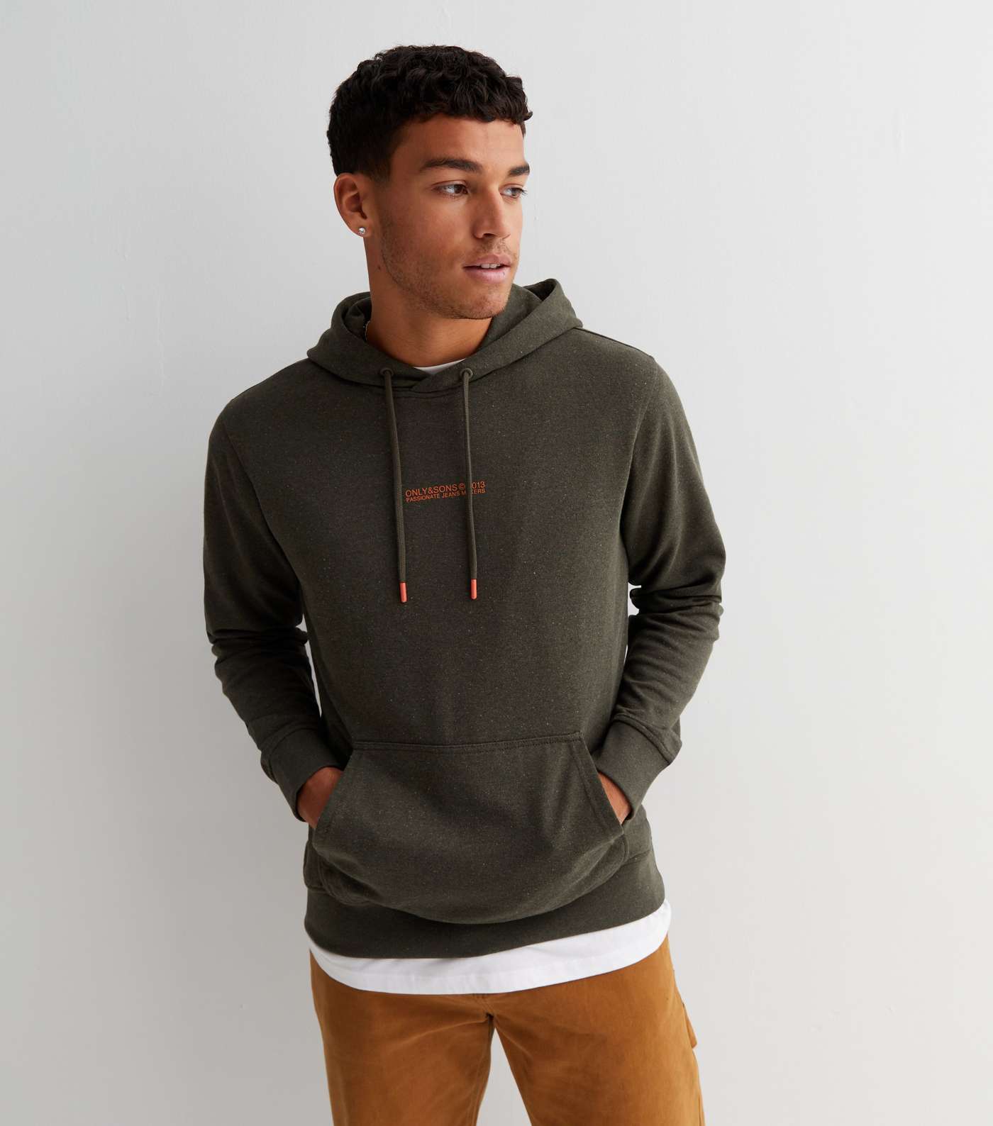 Only & Sons Khaki Logo Hoodie Image 2