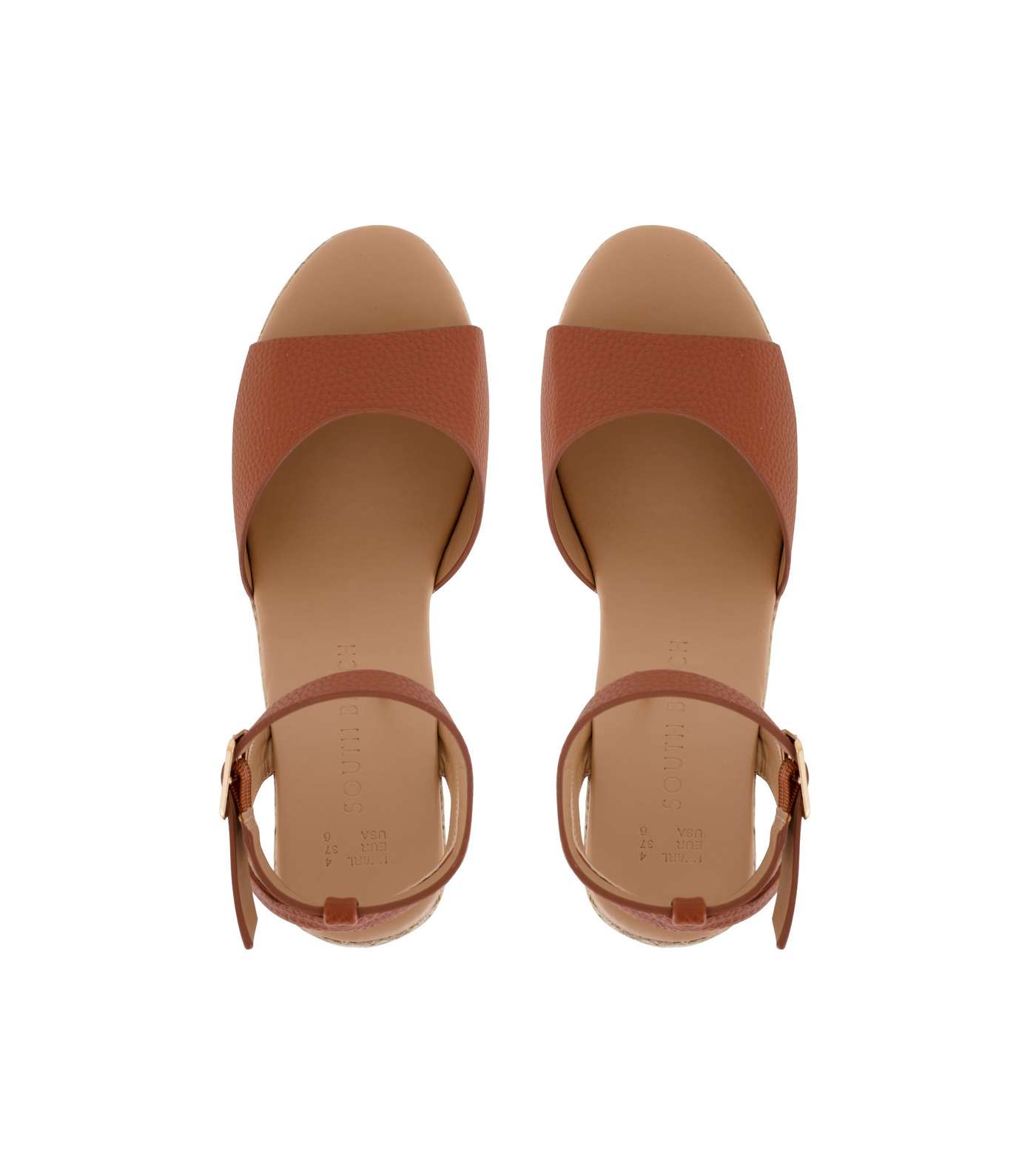 South Beach Tan Leather-Look Espadrille Wedge Sandals Image 3