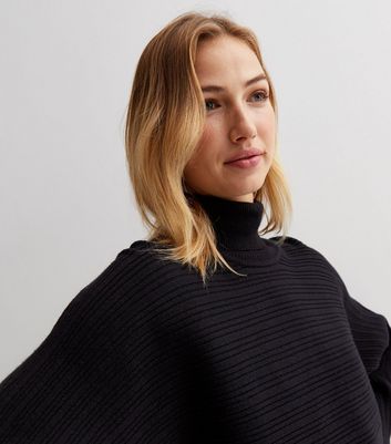 Black roll outlet neck crop jumper