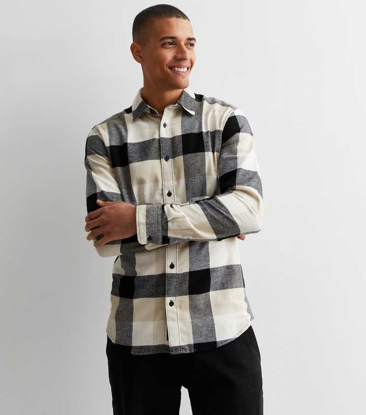Only u0026 Sons Off White Check Long Sleeve Shirt | New Look